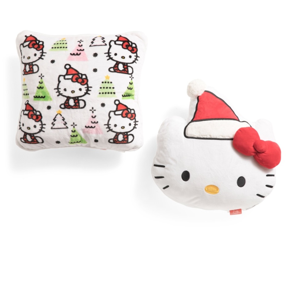 NWT Hello Kitty Holiday Festive Pillow Duo - Red, White, Green